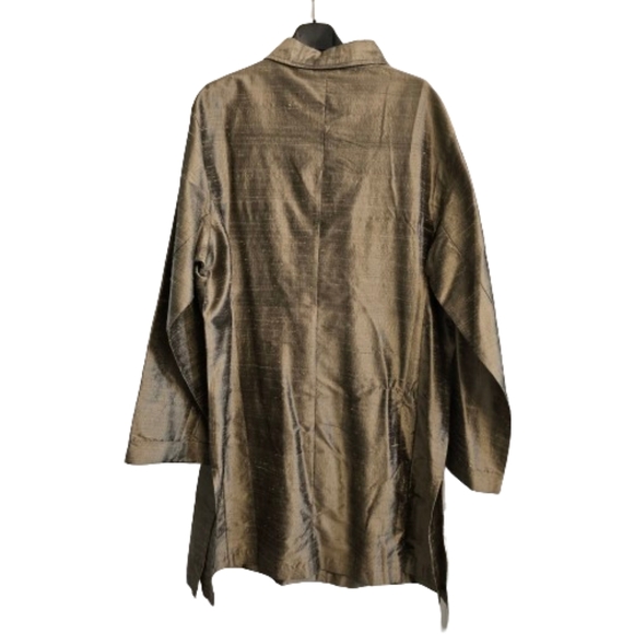 Chico's Galla Silk Button Down Long Sleeve Tunic Shirt - Picture 2 of 6